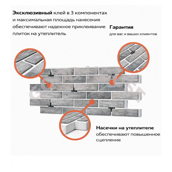 Термопанель Good House с керамической плиткой Retro Brick Pepper Т113-15 ППС, 1025×455 мм, 0,47 м²