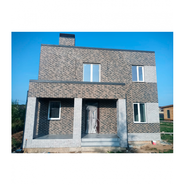 Большой угловой элемент термопанелей Good House с керамической плиткой Березакерамика BRICK HOUSE Коричневый УБ111-70 ППС, 262х399х395мм